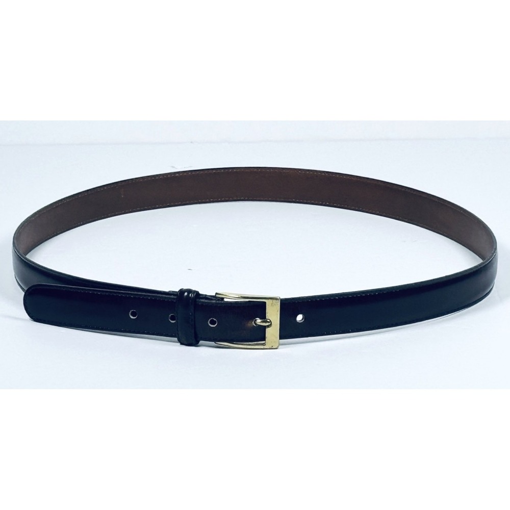 Dooney Bourke Belt Men 36 Brown Leather Wellington Calf Made in USA Brass Buckle